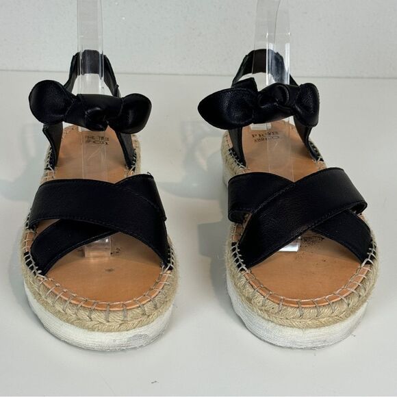 FRYE and Co Lula Bow Black Leather Platform Espadrille Strappy Sandals 8 - Picture 3 of 8